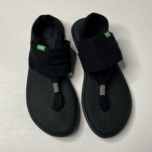 Sanuk Yoga Sling 2 Black Flip Flops Womens Size 7